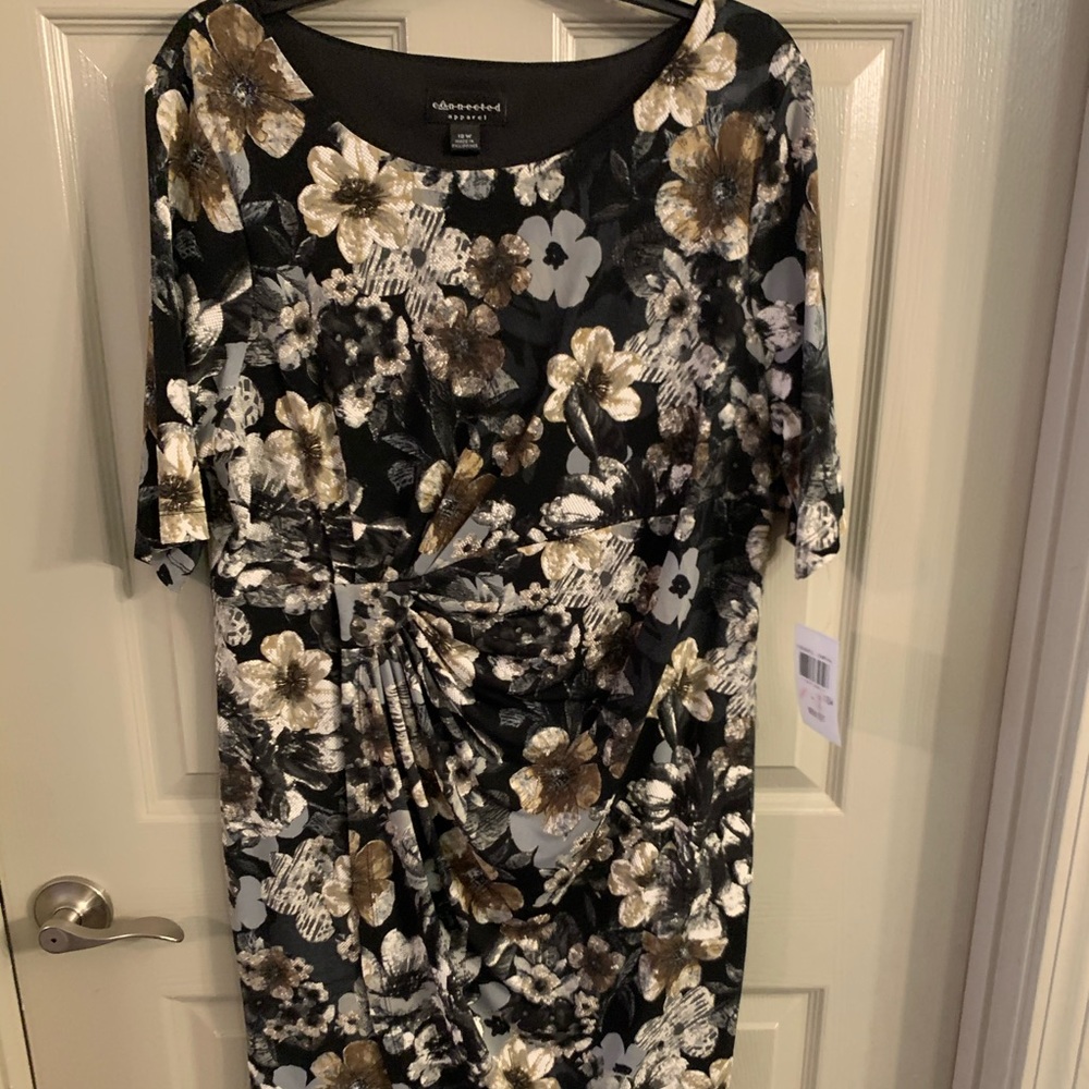 Textured floral midi dress with lining 18W